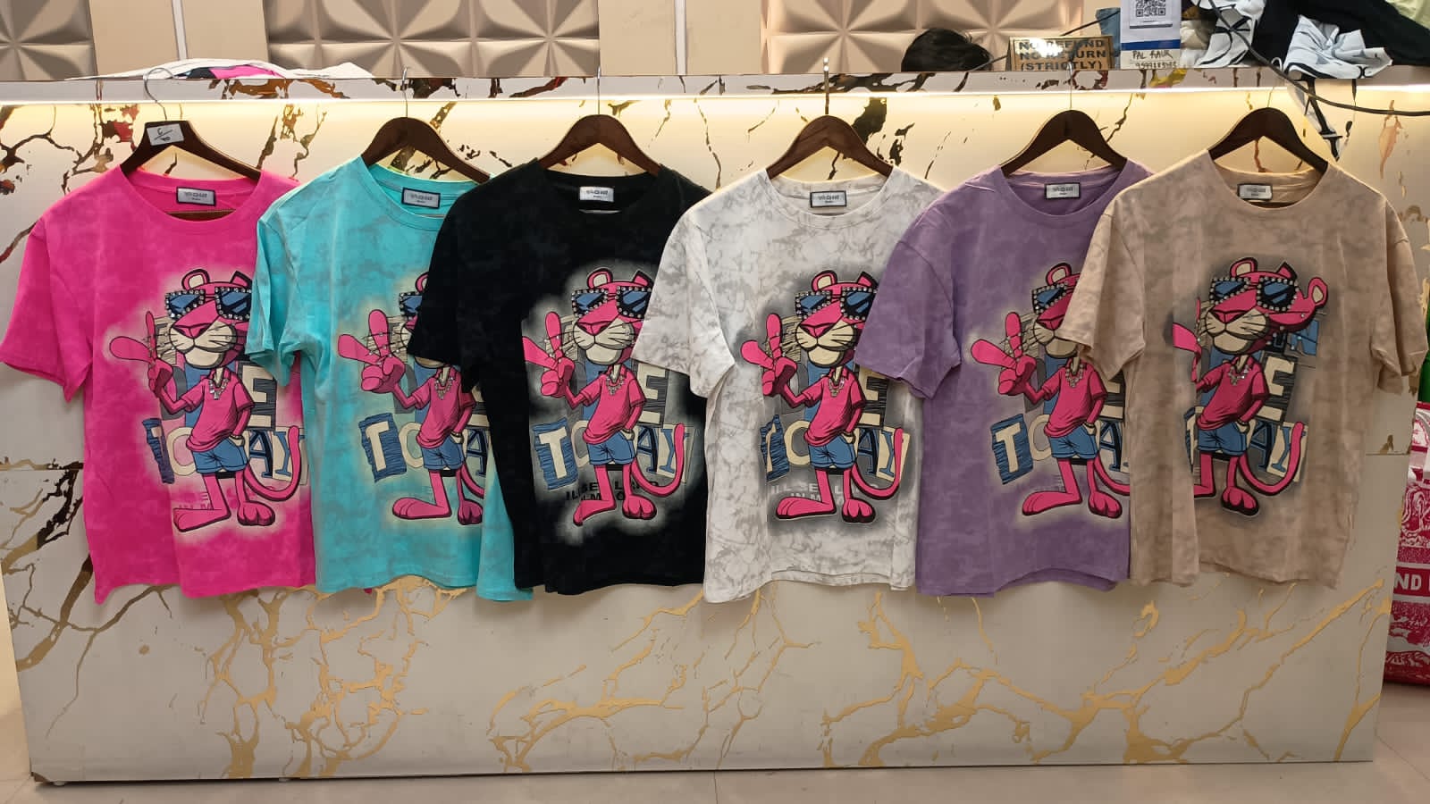 Cool Vibes Only: Trendy Pink Panther Graphic Tees in Vibrant Tie-Dye Shades!
