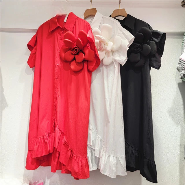 European style mid light stylish women dress with flower