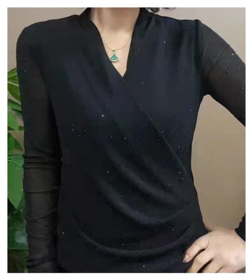 Glam Wrap Shimmer Top –