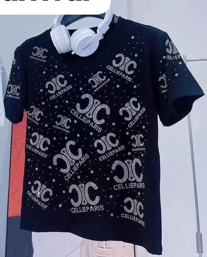 Trendy embellished tees in classic black & white!