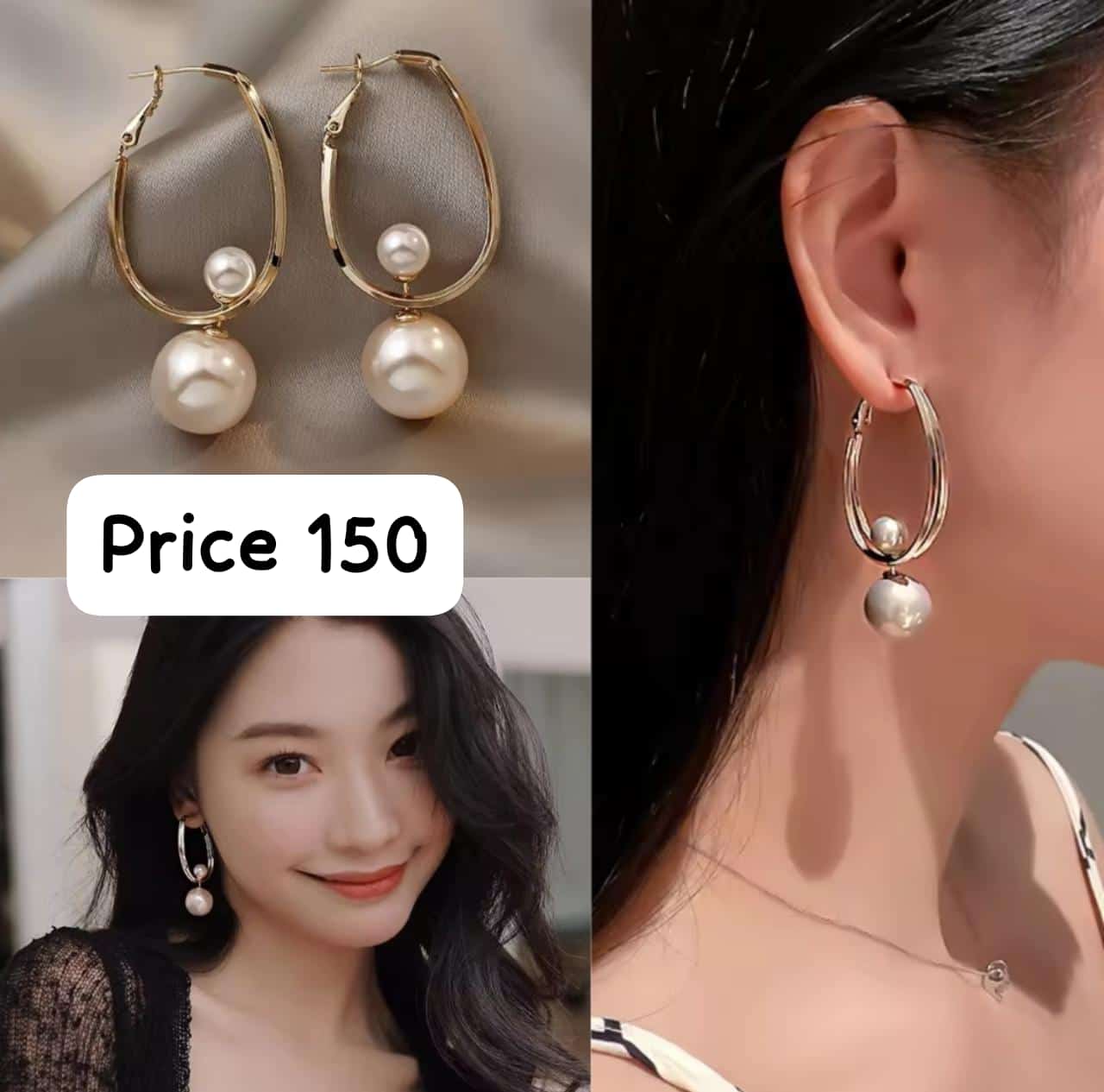 Elegant Pearl Hoop Earring