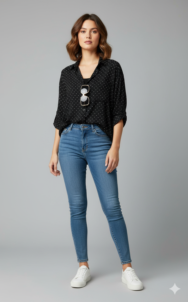 Classic cotton Polka Dot Oversized Shirt