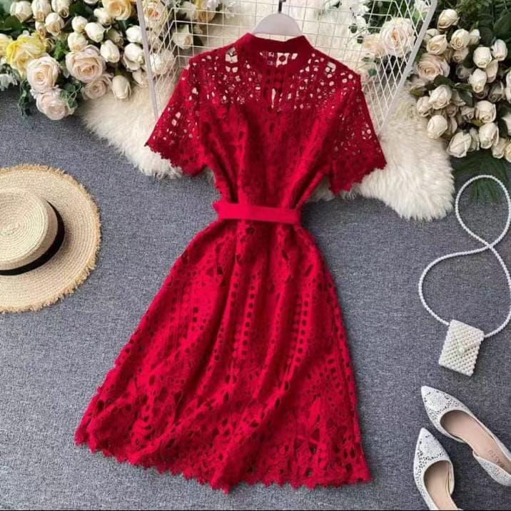 Premium summer crochet late dress with attached inner