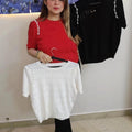 Summer knitted pearl work top
