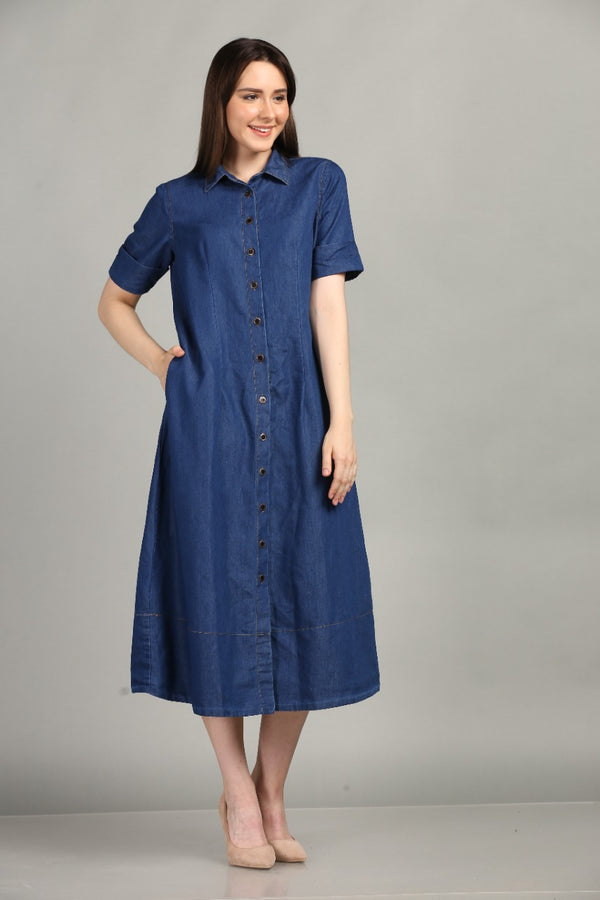 "Casual Denim Charm Dress"