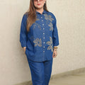 Denim embroidered Cord set