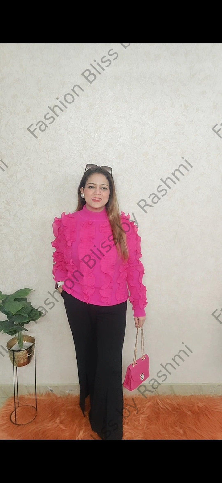 Premium winter frill top free size -  by Fashion Bliss by Rashmi - black, Tops, Winter collection, Winter top