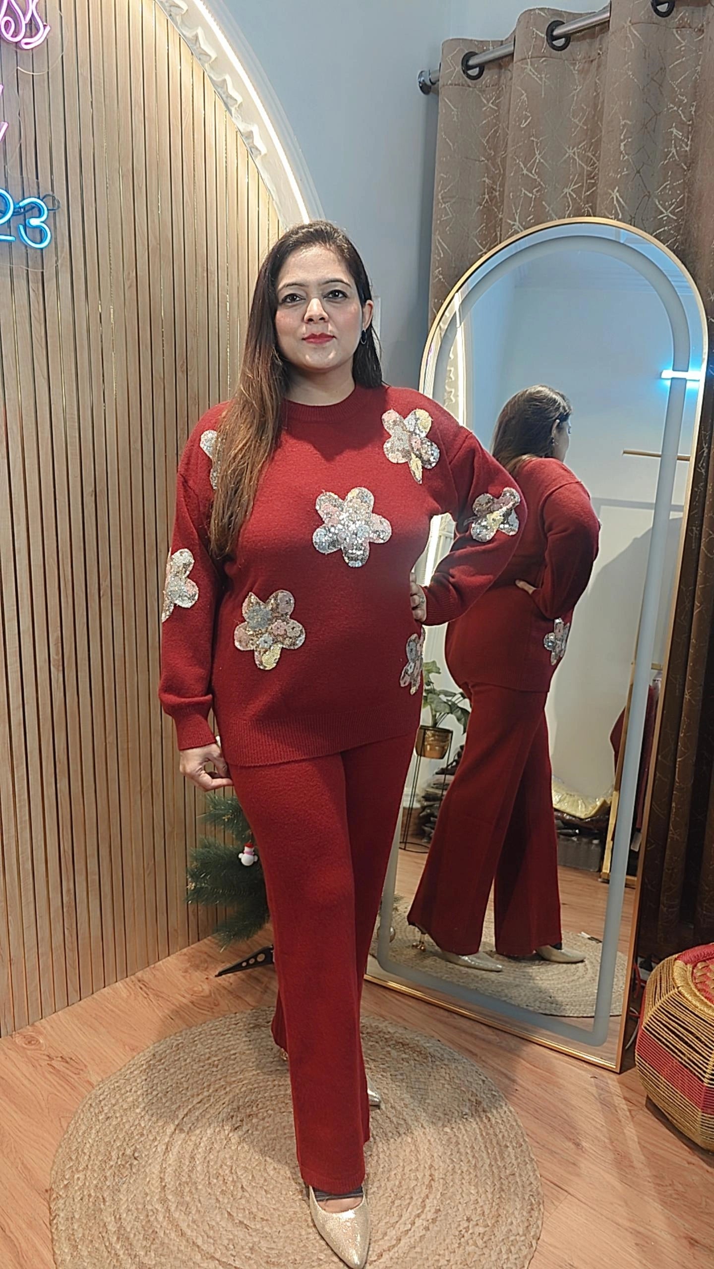 Midnight Bloom Sequin Coord Set