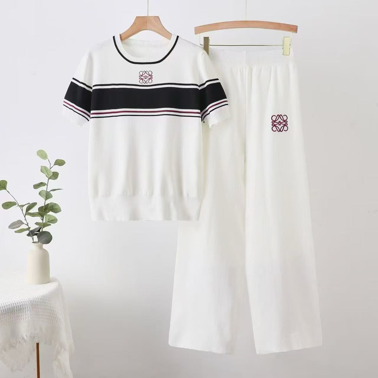 Chic Summer Coord Set with Bold Black Stripes - Effortless Elegance"
